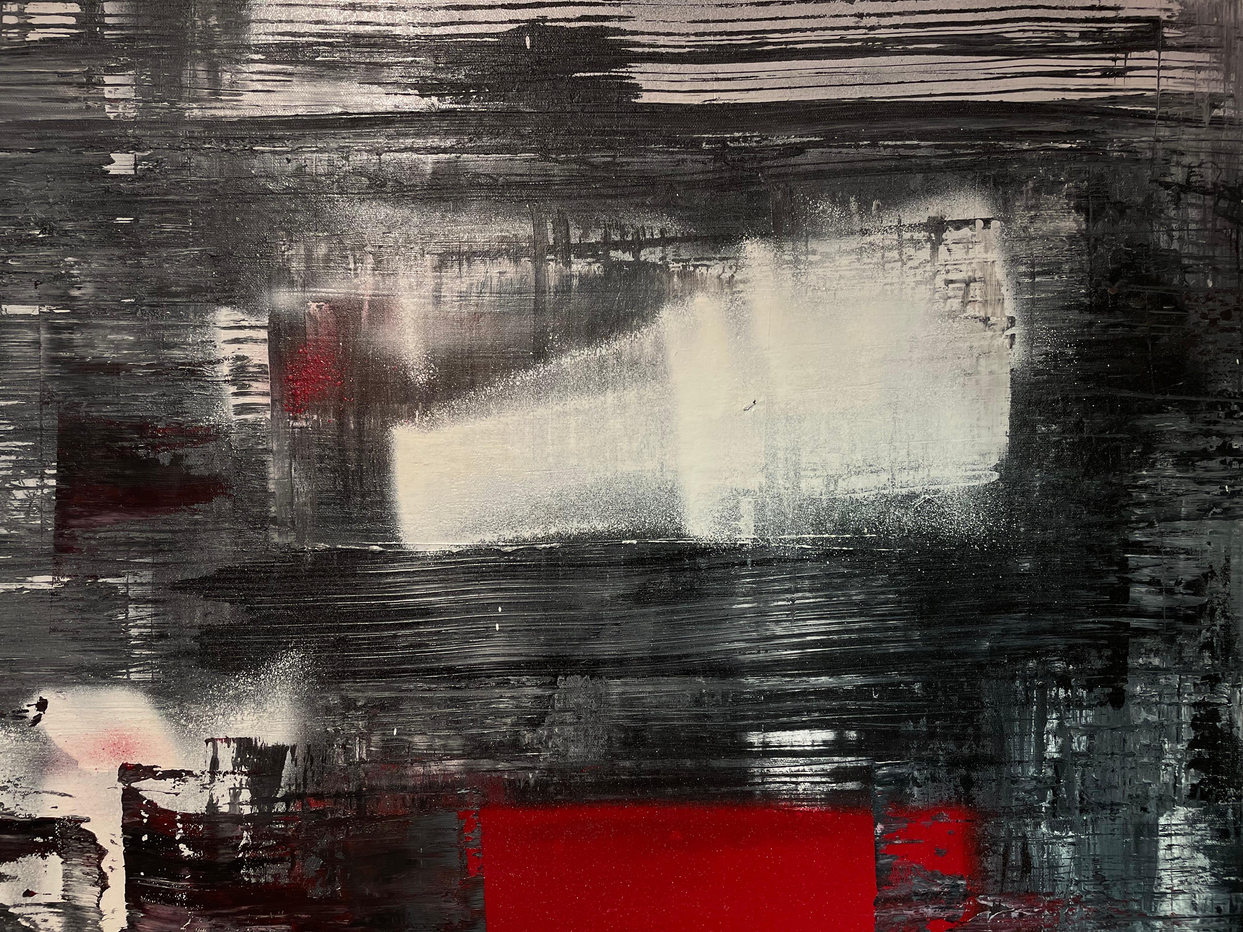 ‘Untitled’ Contemporary Abstract Expressionist Red/Black/White By Frida For Sale 2