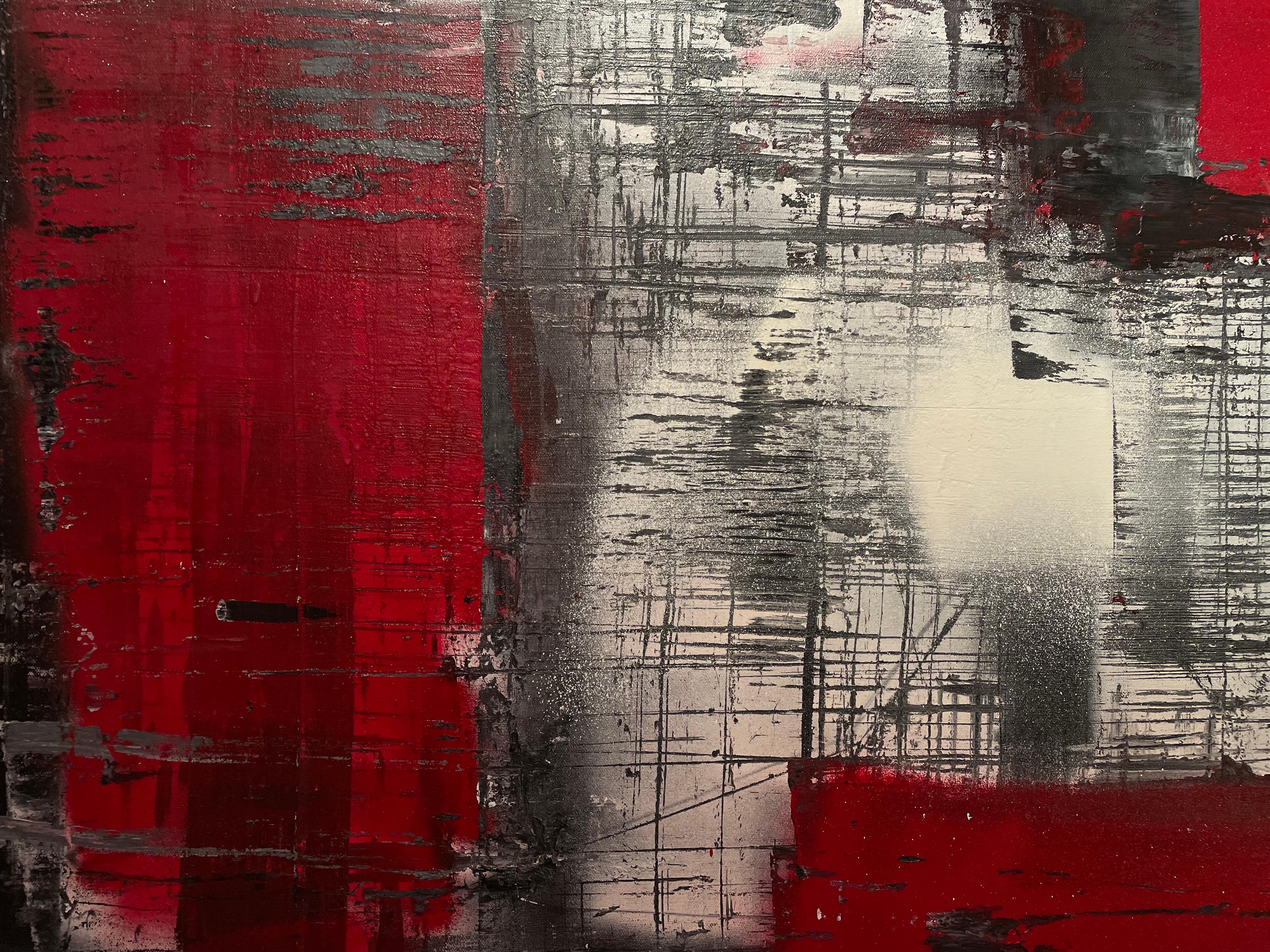 ‘Untitled’ Contemporary Abstract Expressionist Red/Black/White By Frida For Sale 3
