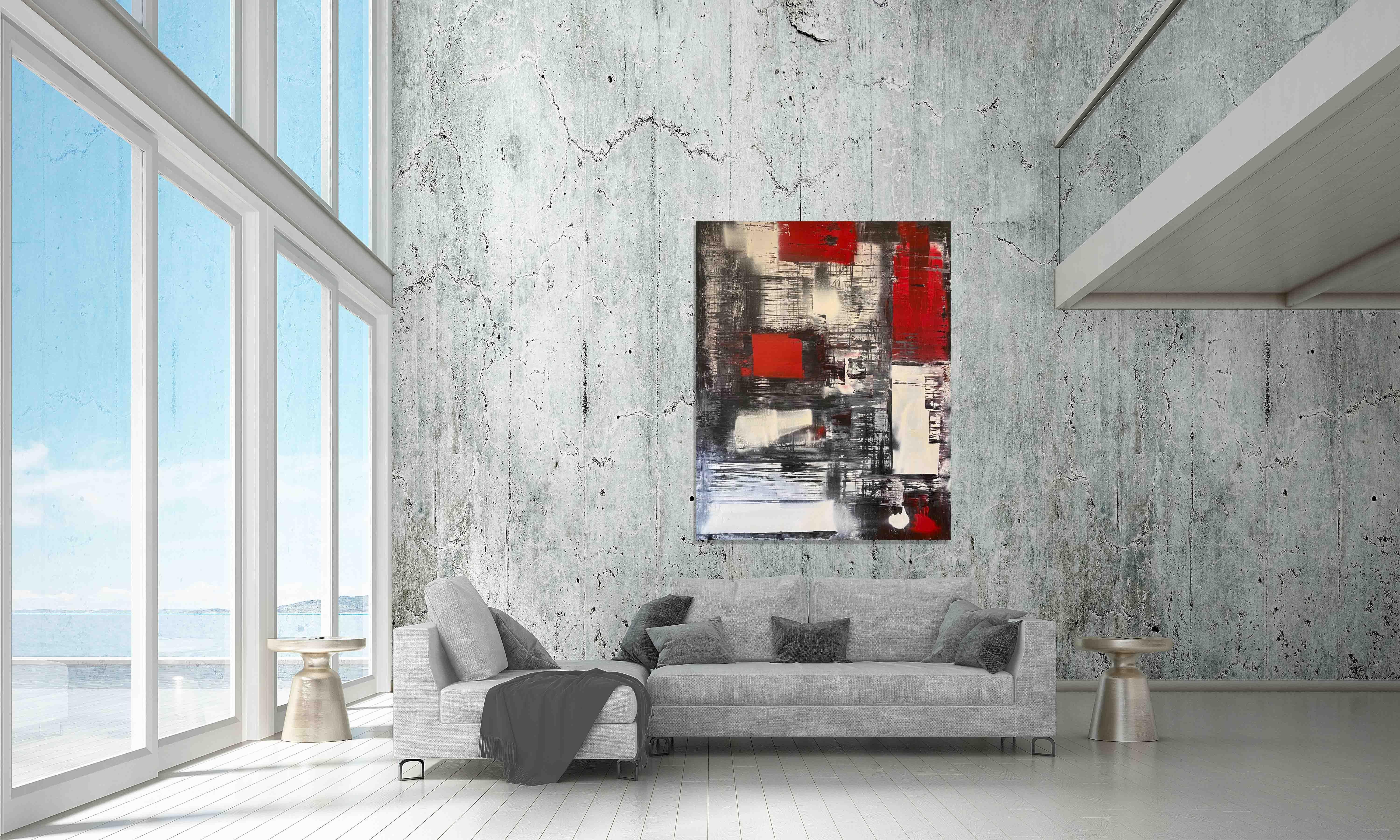 ‘Untitled’ Contemporary Abstract Expressionist Red/Black/White By Frida For Sale 5