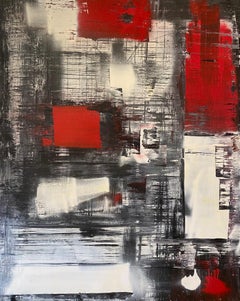 Ohne Titel" Contemporary Abstract Expressionist Rot/Schwarz/Weiß von Frida