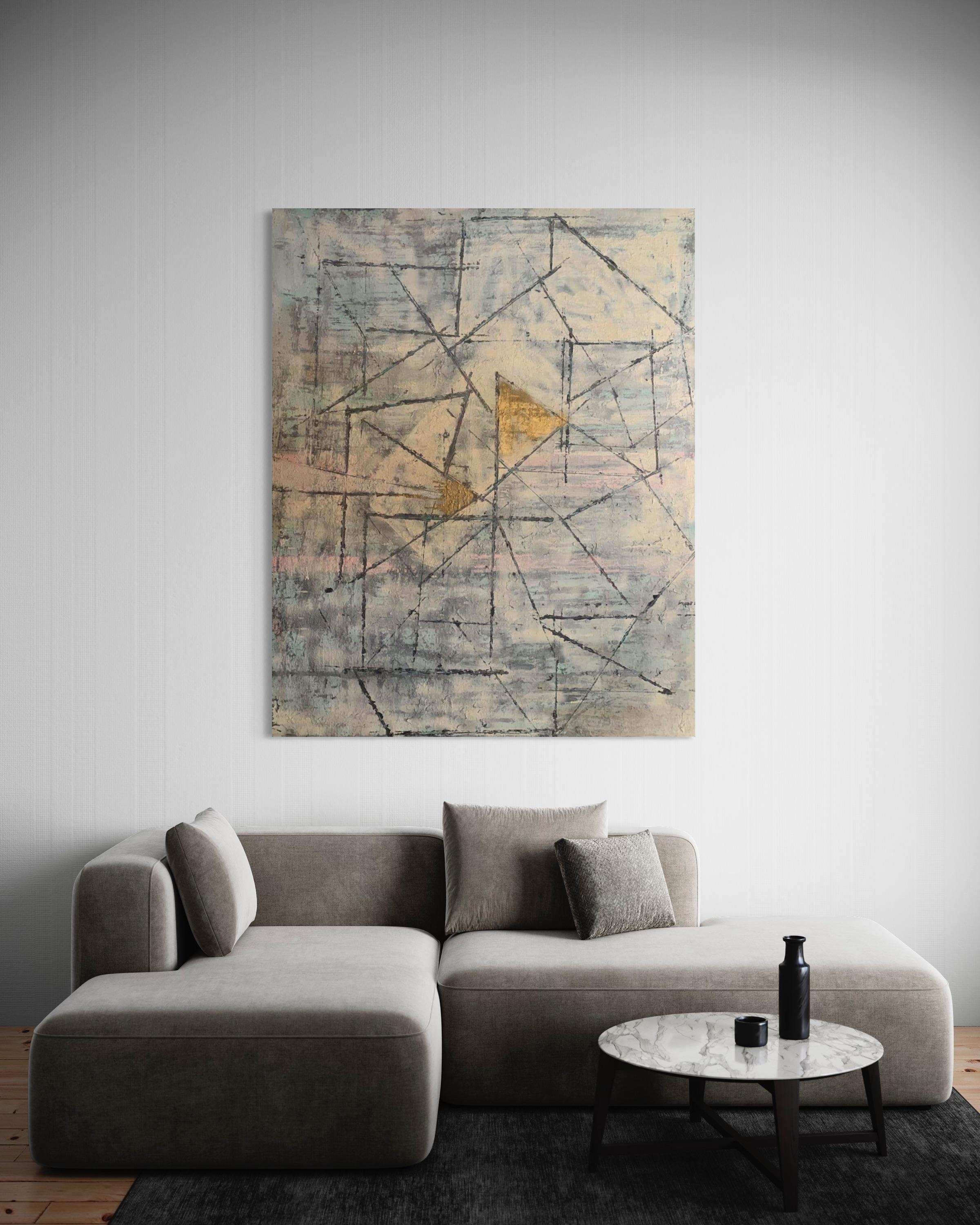 ‘Untitled’ Geometric, Abstract Art Mixed Media Contemporary Painting By Frida For Sale 2