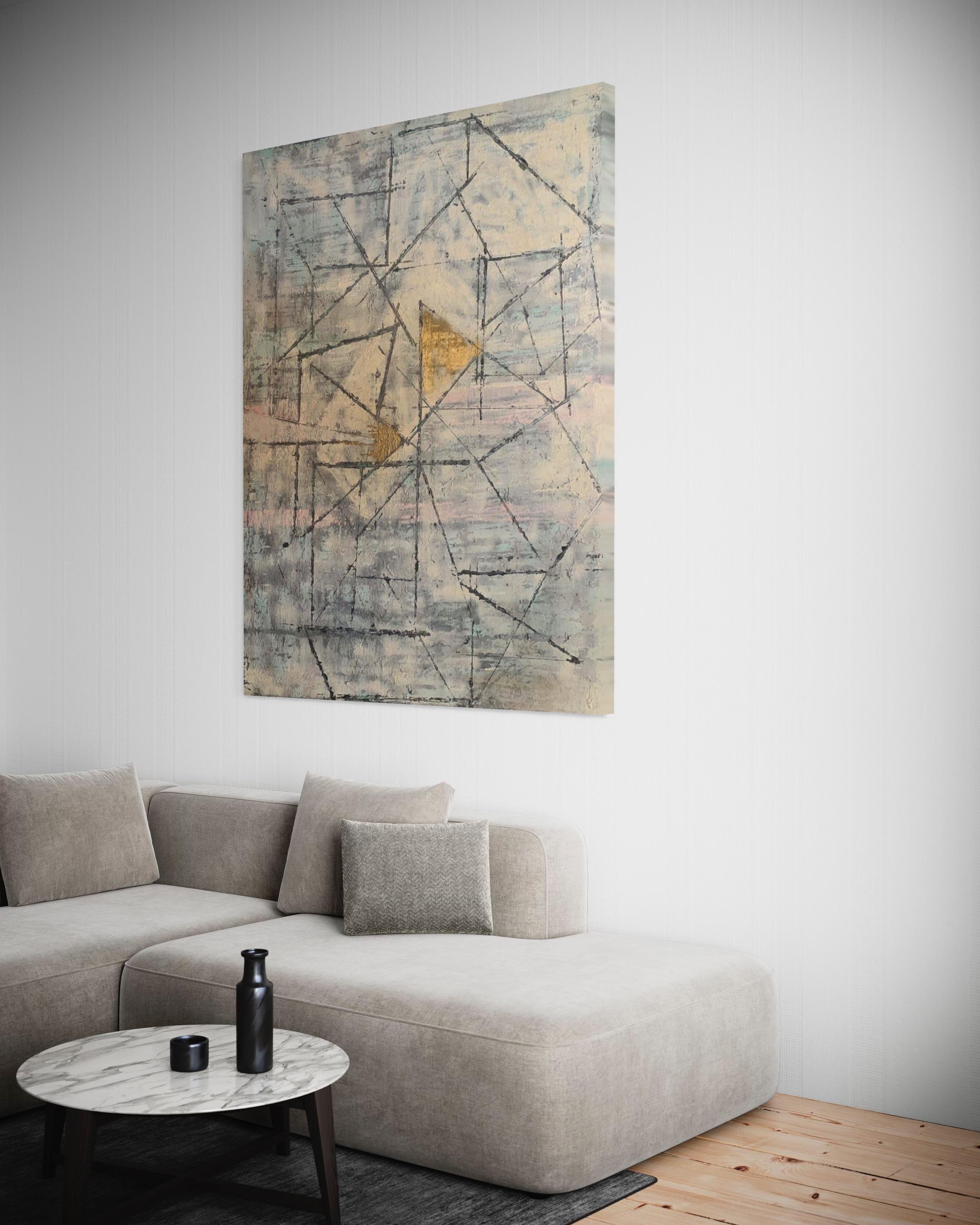 ‘Untitled’ Geometric, Abstract Art Mixed Media Contemporary Painting By Frida For Sale 3