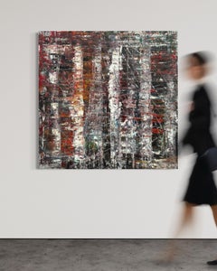 "Untitled" - Heavily Textured Oil Impasto Abstract - Red, White, and Black