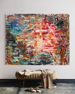 „Ohne Titel“ von Frida Willis – Sehr großes farbenfrohes Gemälde des abstrakten Expressionismus