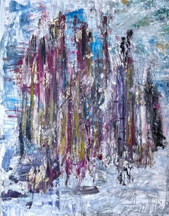 "Violet Midas" by Frida Willis - Purple and Gold Abstract Expressionist Painting