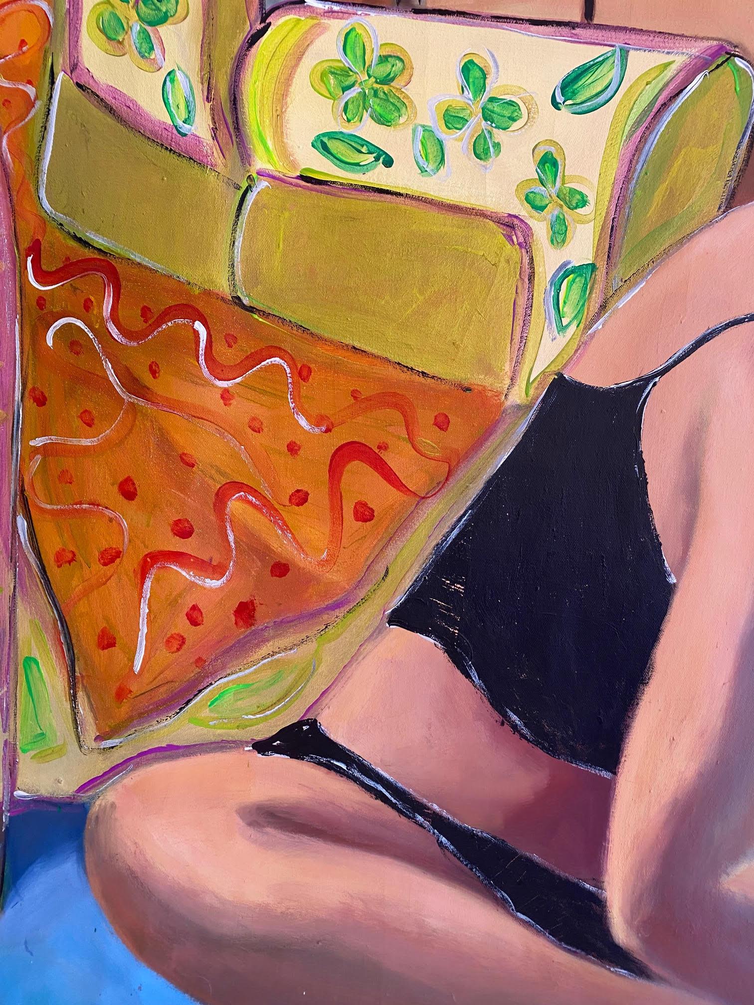 ‘A Young Woman In Yoga Class’ Figurative Art Oil On Canvas by Frida - Contemporary Painting by Frida Willis