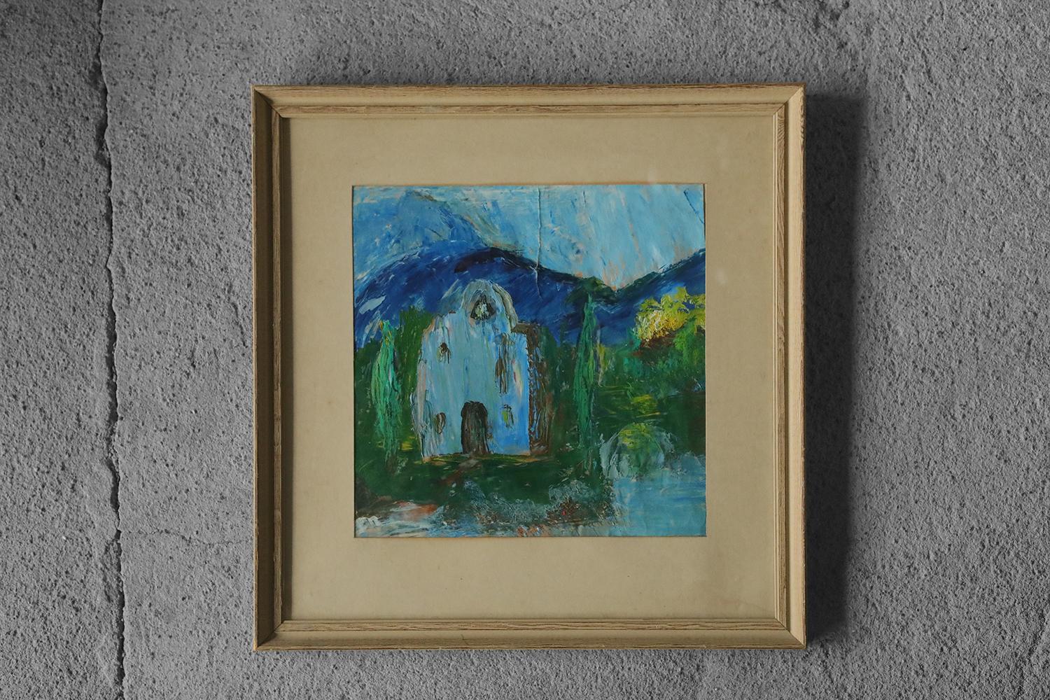 Scandinavian Modern Frideborg Bryth, Composition, 1950s, Acrylic Painting, Framed For Sale