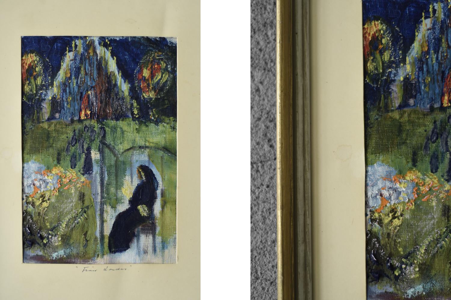 Mid-Century Modern Frideborg Bryth, Finis Lordes, Oil on Board, 1950s, Framed For Sale