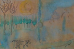 Frideborg Bryth Gouache Painting, Framed, Scandinavian Modern, 1961