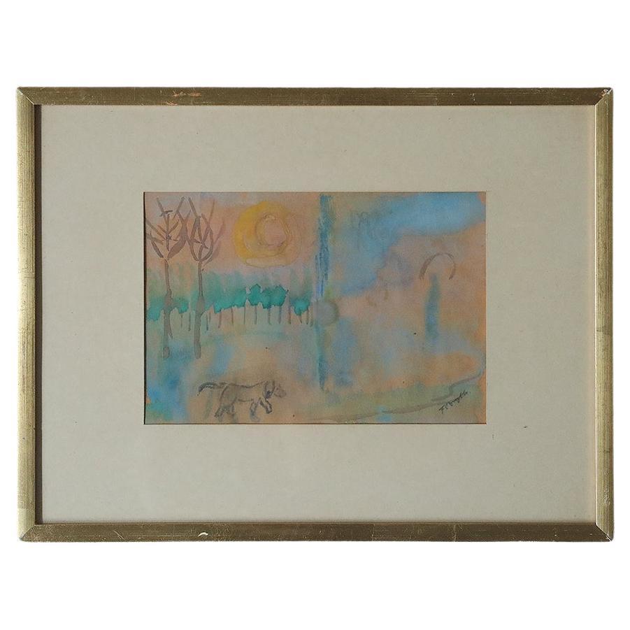 Frideborg Bryth, Gouache, 1961, Framed For Sale