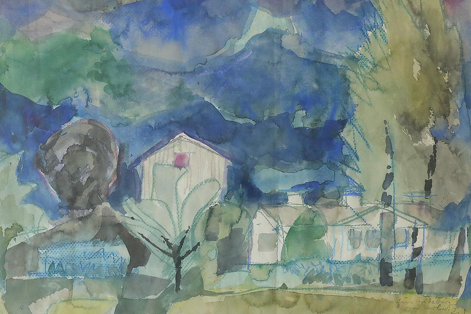 Frideborg Bryth, 1950s
Watercolor
Work signed by the artist
Dimensions 60/73
Framed work

Frideborg Bryth (1910 - 2007). She was born in Huskvarna. She was married to the artist Lennart Lilja. They had the studio together and focused mainly on oil