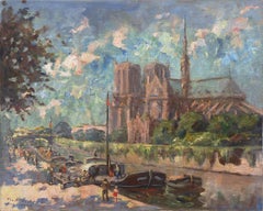 Vista de Notre Dame y la Isla de la Cité", Sena, París, Thieme Becker, Budapest