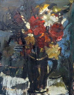 Blumen in einer Vase, Öl auf Leinwand auf Karton, 71,5 x 55,5 cm