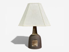 Fridtjof Sejersen, Table Lamp, Brown Ceramic, Denmark, 1960s