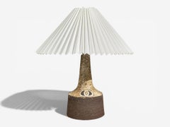 Fridtjof Sejersen, Table Lamp, Brown Ceramic, Denmark, 1960s
