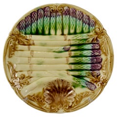 Frie Onnaing Französischer Jugendstil Barbotine Majolika Spargel & Muschelteller