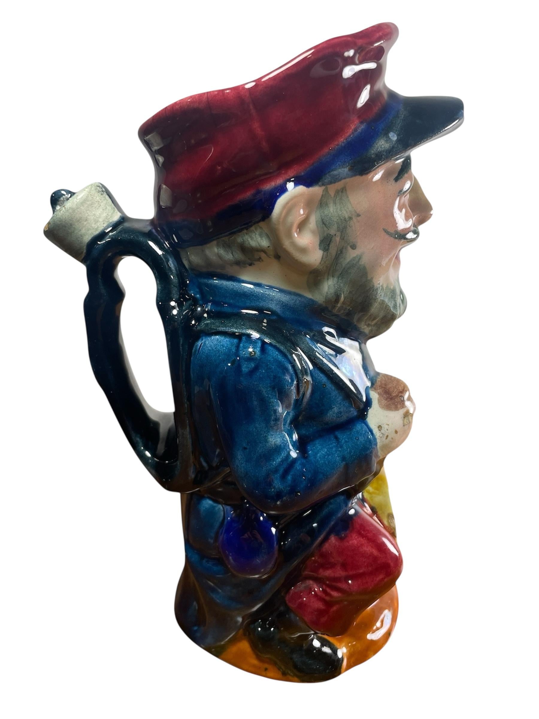 Early 20th Century Frie Onnaing Majolica French Army Reservit Jug Pitcher For Sale