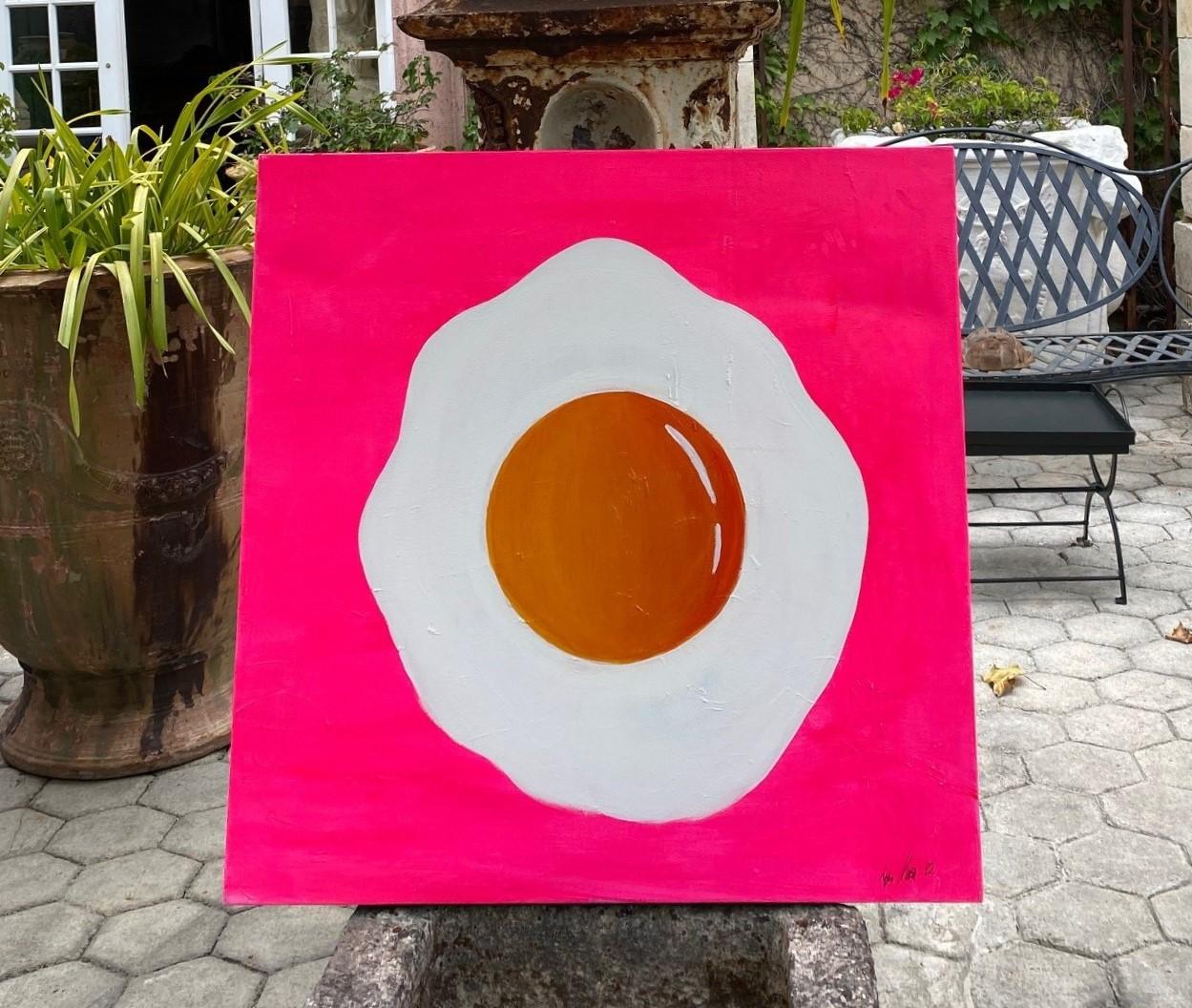 Américain Fried Egg Acrylique Toile par Tone Murr Modern pop Contemporary Wall Art Rose LA en vente
