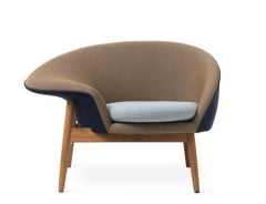 Fried Egg Left Lounge Chair Dark Blue, Cappuccino Brown, Cloudy by Warm Nordic