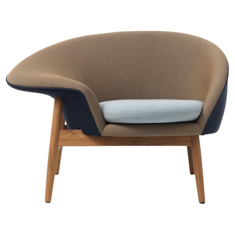 Fried Egg Left Lounge Chair Dark Blue, Cappuccino Brown, Cloudy by Warm Nordic
