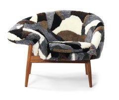 Fried Egg Left Lounge Chair Sheepskin Patchwork Mix by Warm Nordic