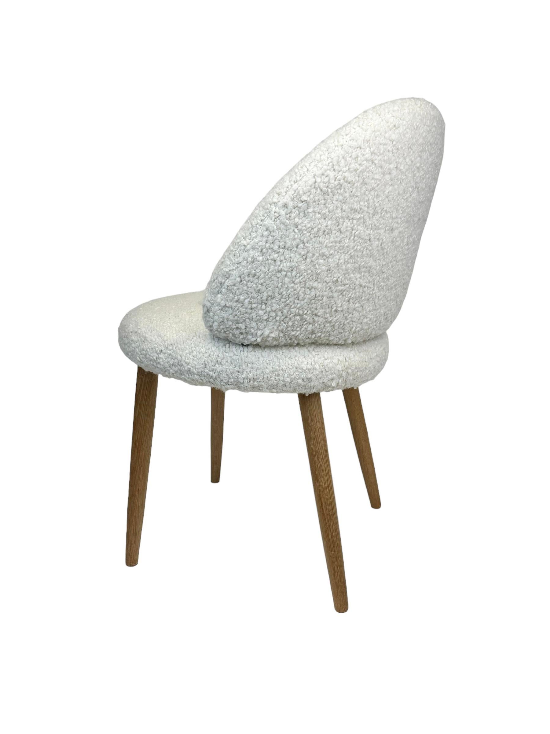 white boucle vanity chair