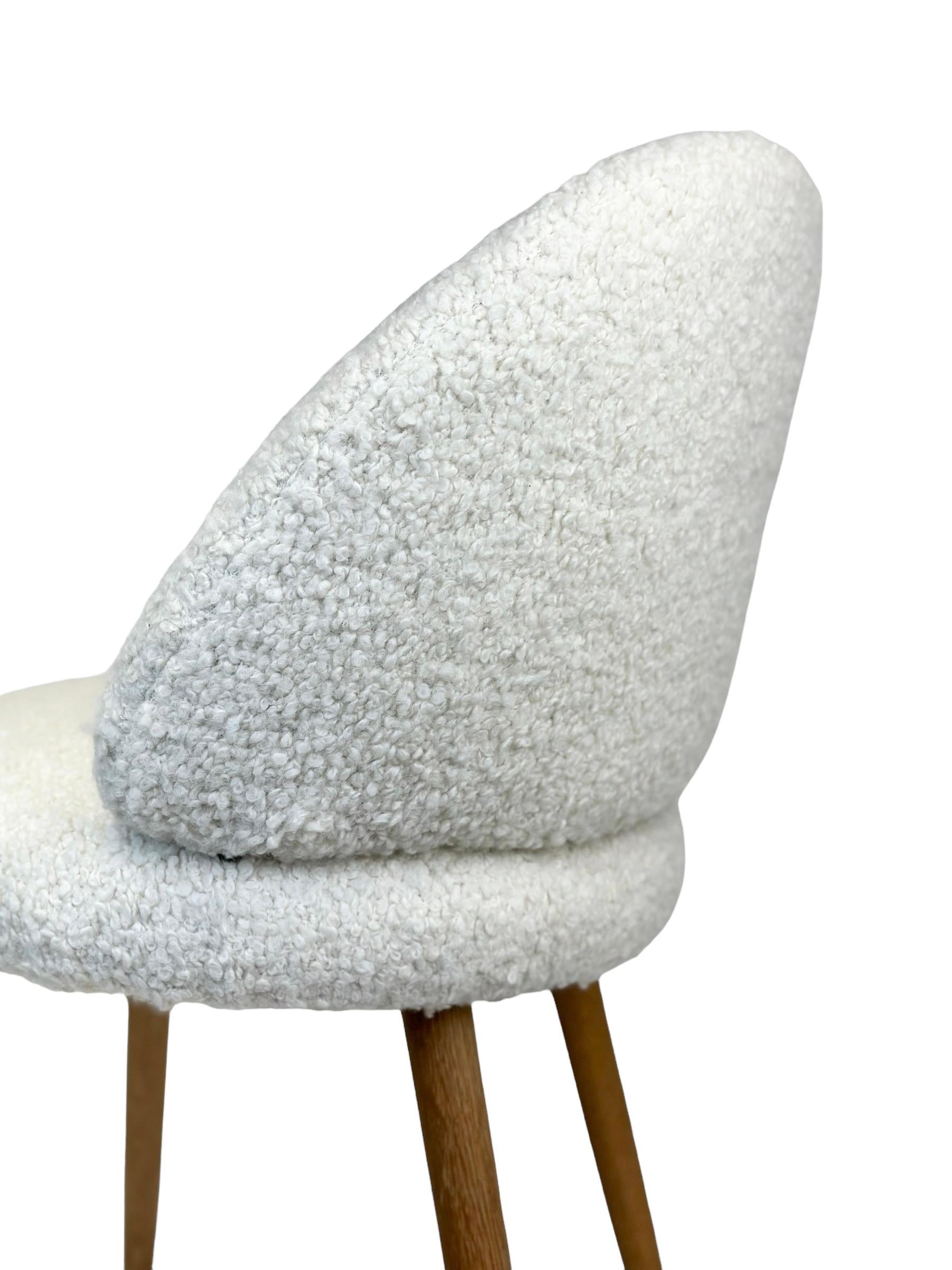 Danish Frode Holm attr. Vanity Chair in New White Boucle For Sale
