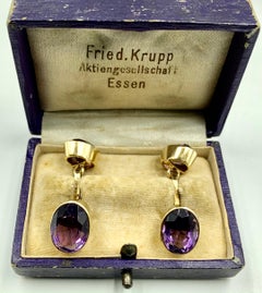 Fried Krupp, Essen 14 Karat Yellow Gold Amethyst Cufflinks, 19th Century