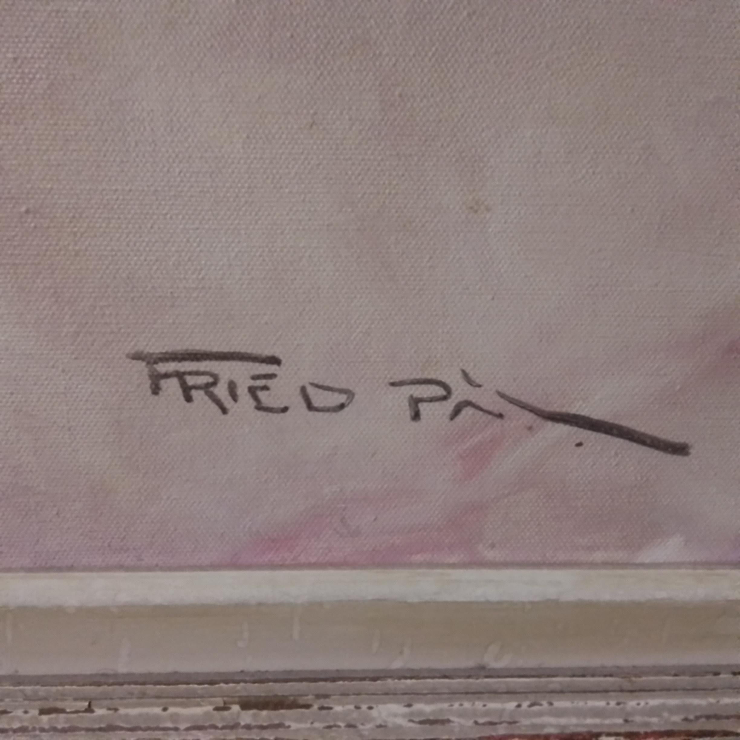 SOLD - Vintage painting - FRIED PAL Paris, Opera Ballerina in pink, O/C For Sale 6