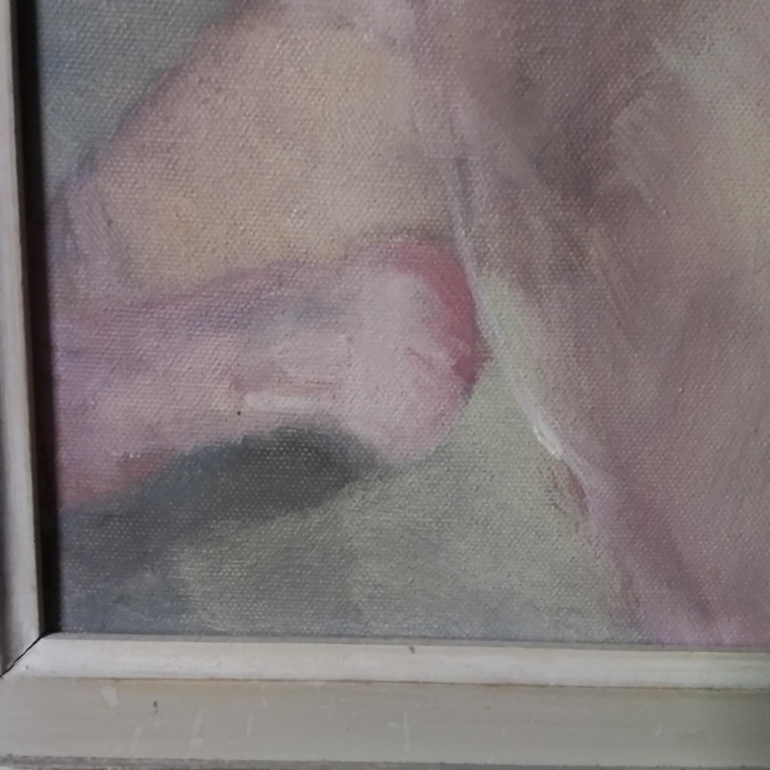 Vintage art portrait - FRIED PAL Paris, Ballerina in pink, O/C, signed canvas 3