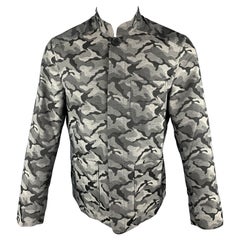 FRIED RICE Size M Grey Camouflage Polyester Patch Pockets Buttoned Jacket