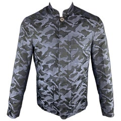 FRIED RICE Size S Navy Camouflage Polyester Buttoned Patch Pockets Jacket
