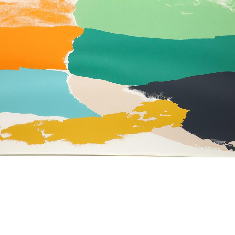 Américain Lithographie Friedel Dzubas, abstraite, bleue, orange, verte, signée en vente