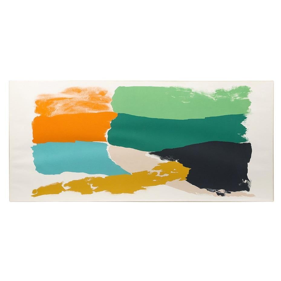 Lithographie Friedel Dzubas, abstraite, bleue, orange, verte, signée en vente