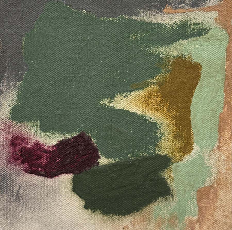 "Juncture (sketch)" Friedel Dzubas, Color Field, Green and Red, Abstract Sketch