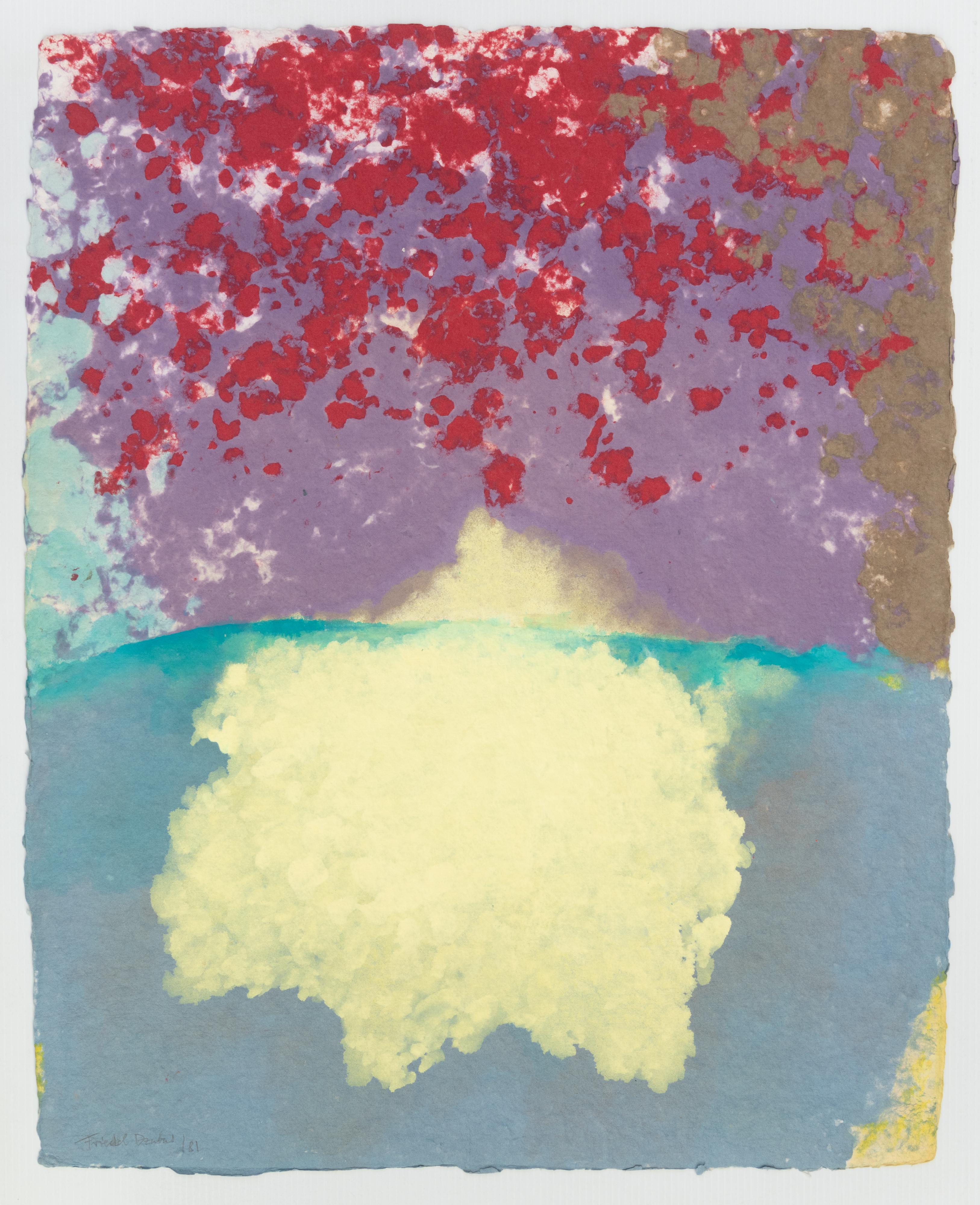 "Untitled" Friedel Dzubas, Pastel Colors, Intense Red, Color Field, Unique Work