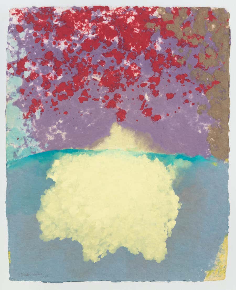 "Untitled" Friedel Dzubas, Pastel Colors, Intense Red, Color Field, Unique Work
