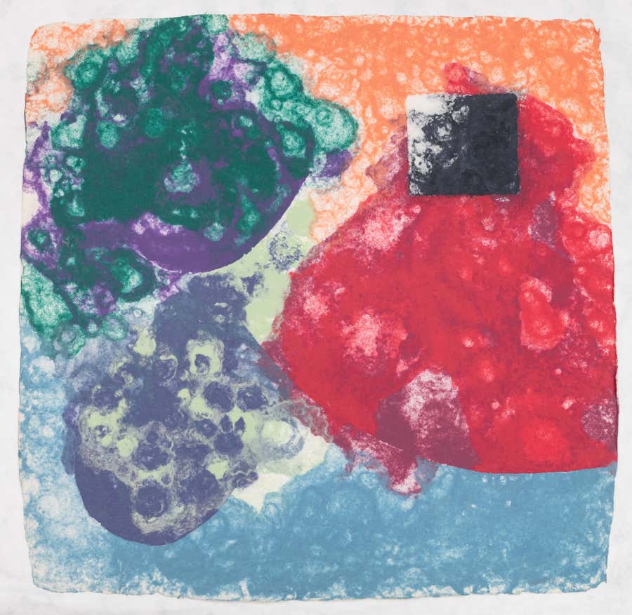 "Untitled" Friedel Dzubas, Red, Green, Bright Pastel Colors, Color Field Work