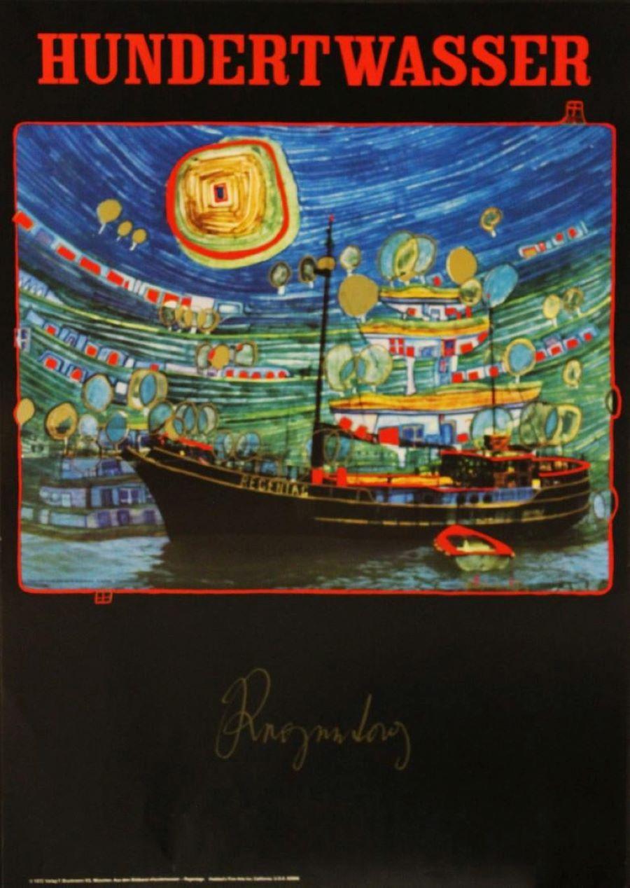 Friedensreich Hundertwasser Figurative Print - 1972 Verlag F. Bruckmann, Munchen, Aus Dem Bildband, HundertWasser-Regentag 