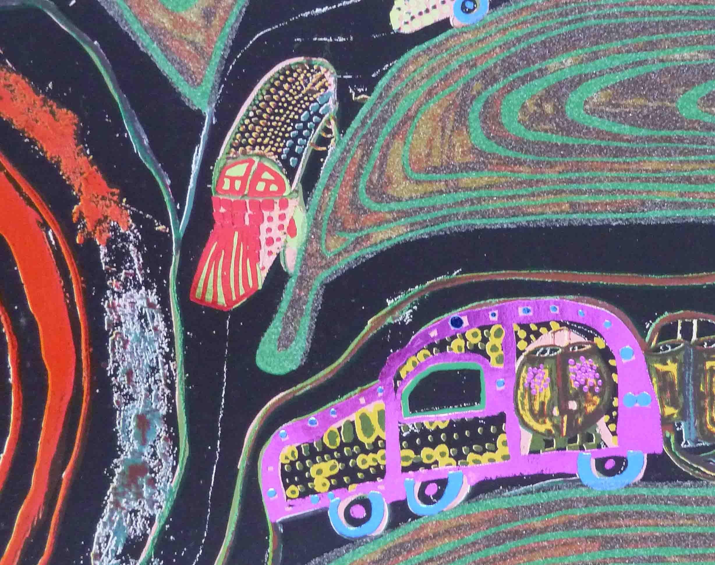 Crusade of the Crossroaders - Brown Abstract Print by Friedensreich Hundertwasser