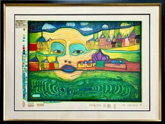 Vintage Friedensreich Hundertwasser, "Irinaland Over the Balkans", silkscreen on paper