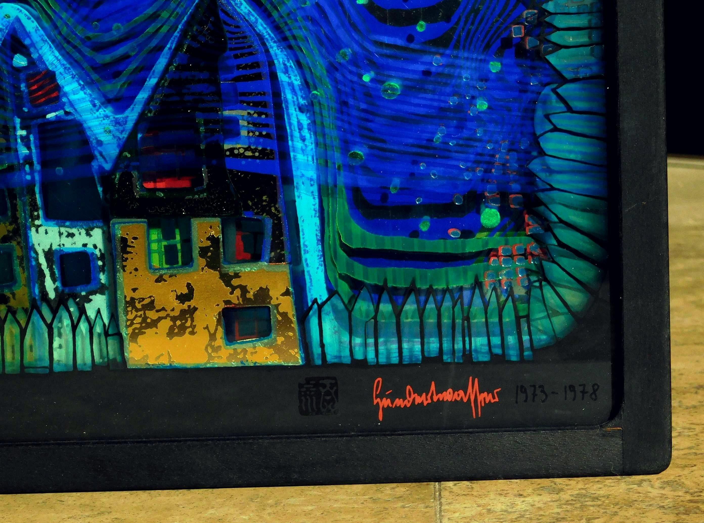 Friedensreich Hundertwasser Serigraph on Metal on Layered Plexiglas, 1979 For Sale 2