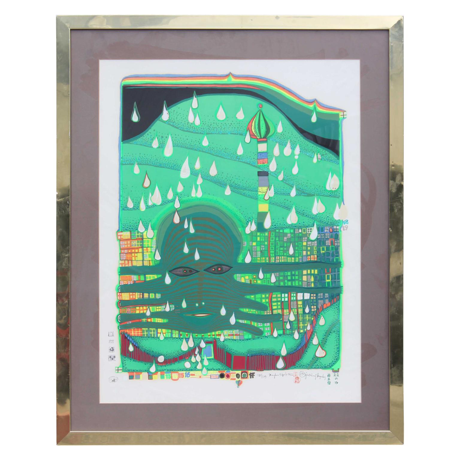 Friedensreich Hundertwasser Abstract Print – Grüne Kraft – 180/249