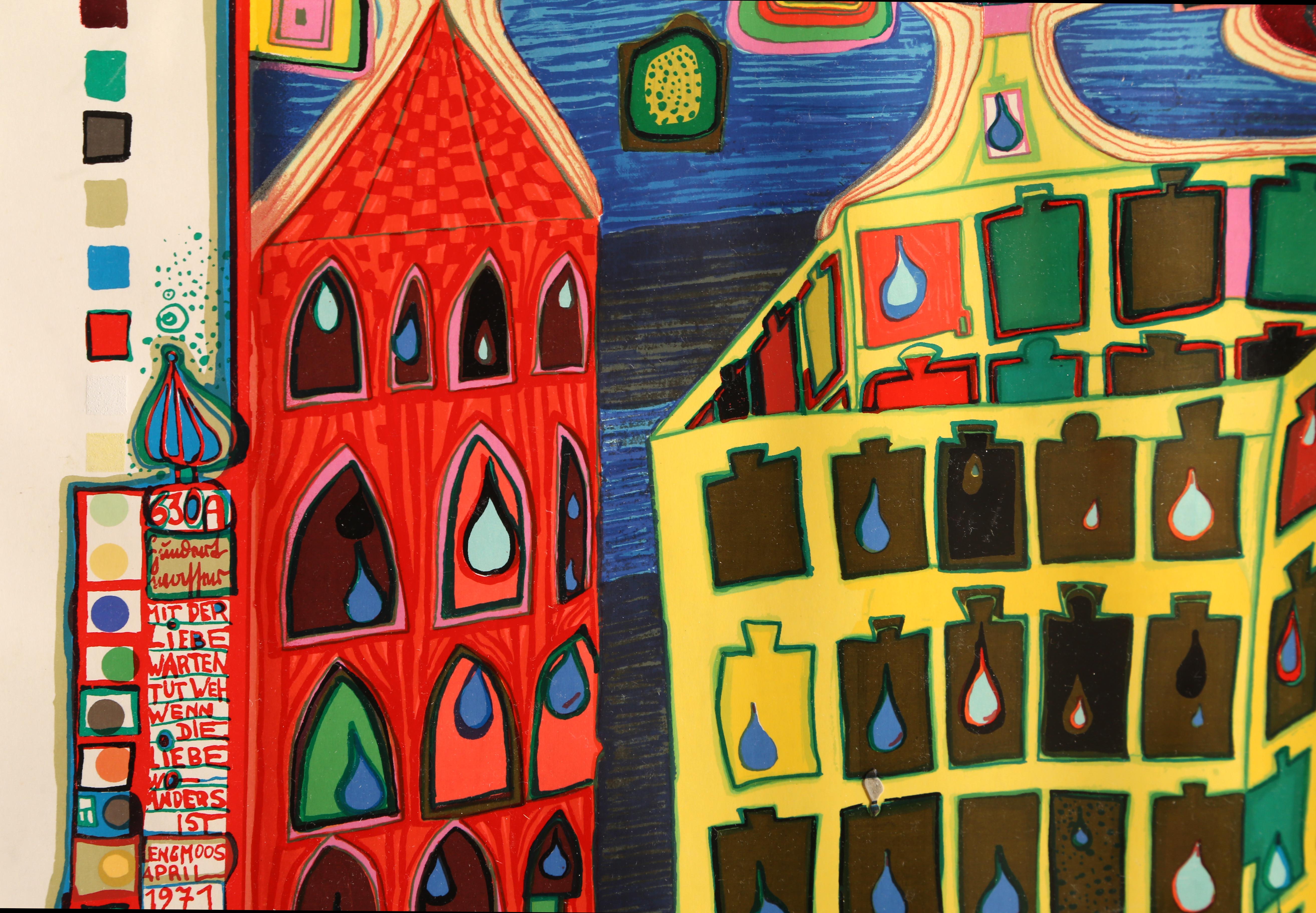 It Hurts To Wait With Love if Love is Somewhere Else by Hundertwasser - Print by Friedensreich Hundertwasser