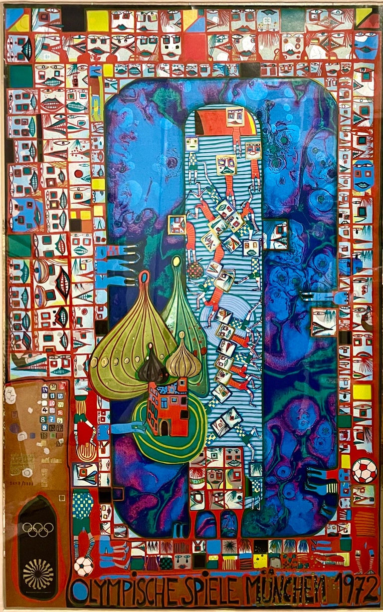 Friedensreich Hundertwasser Munich Olympische Metallfolie Serigraphie