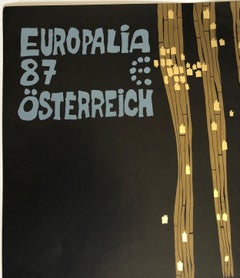 Offset-Lithographie-Poster, Europalia 87, Osterreich, Metallfoliendruck, Vintage