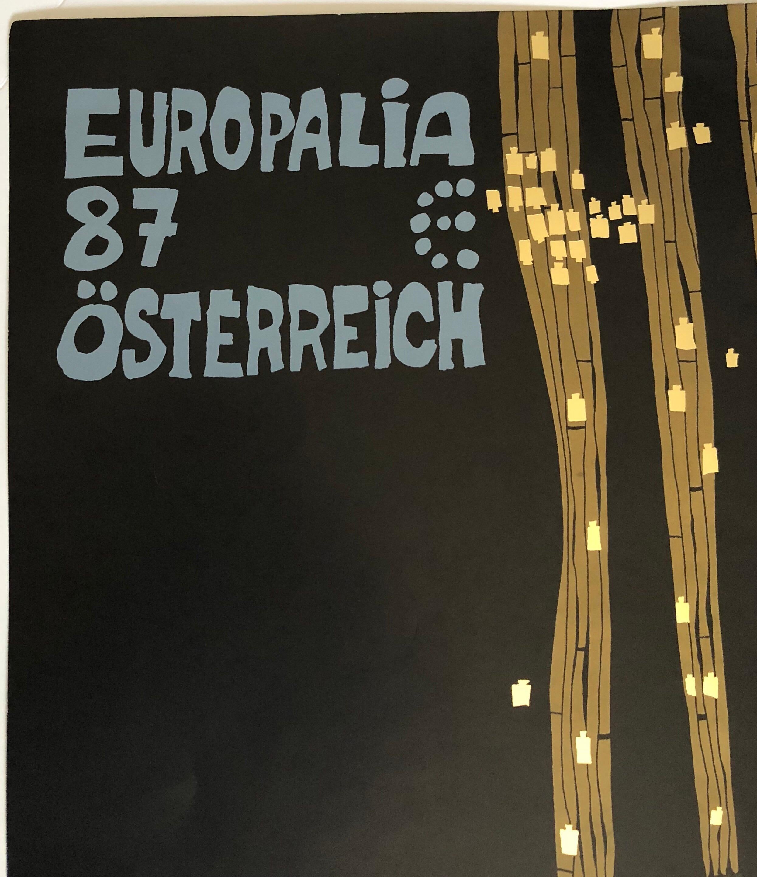 Affiche de lithographie offset Europalia 87 Osterreich en métal imprimé feuille - Print de Friedensreich Hundertwasser