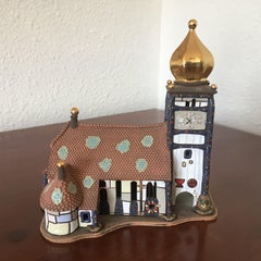 Miniatura de cerámica de la iglesia de Santa Bárbara de Hundertwasser con certificado incluido