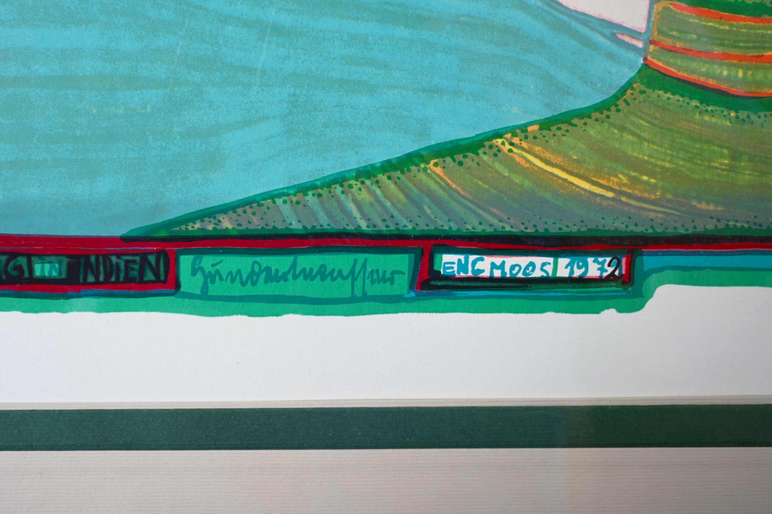 Friedensreich Hundertwasser Columbus Regentag in Indien (Papier) im Angebot