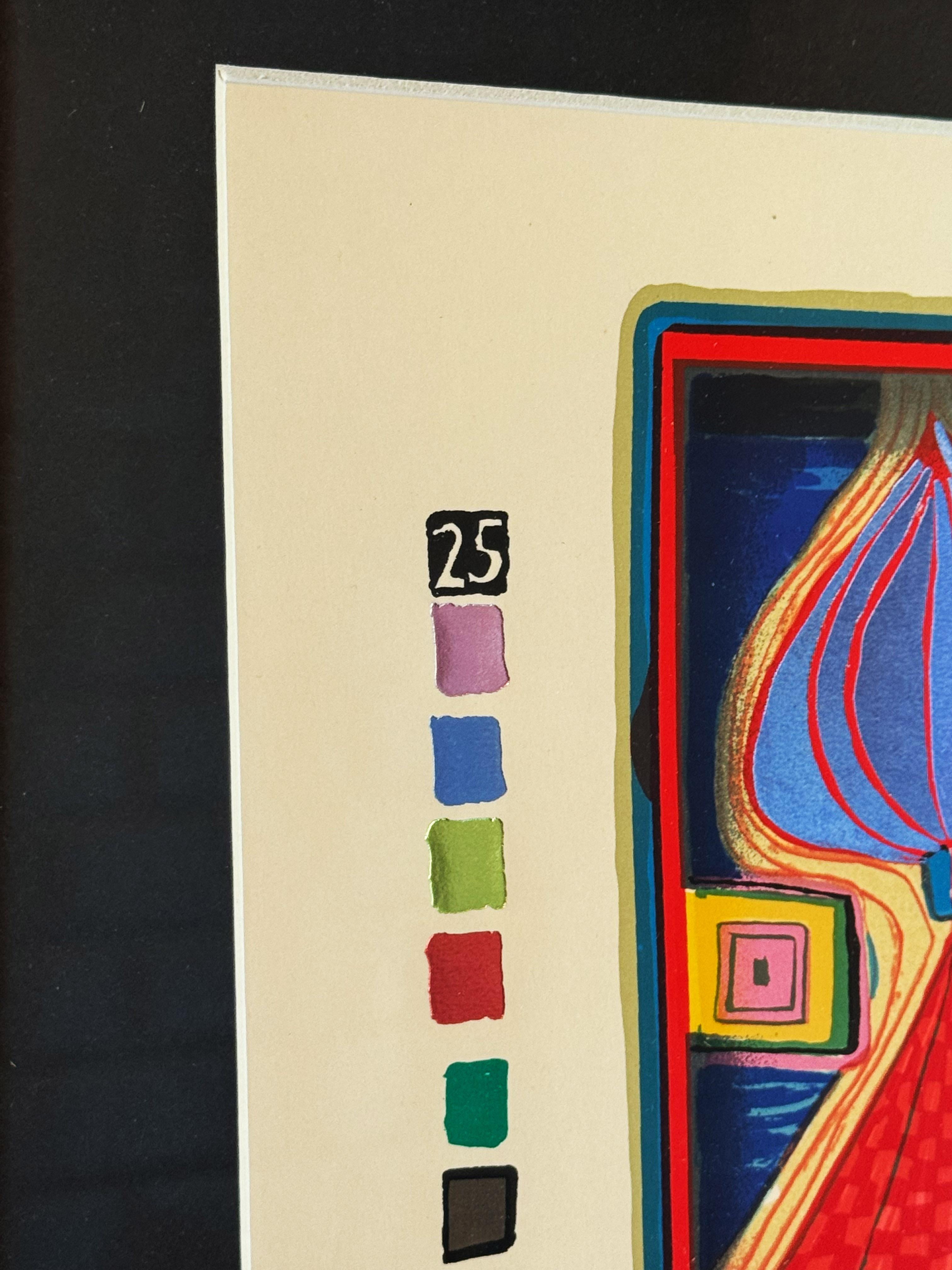 Moderne Friedensreich Hundertwasser Il a du mal d'attendre avec amour dans un autre endroit en vente